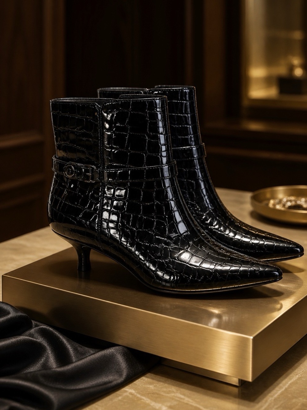 Black Patent Ankle Boots by Anne Klein I-Flex 6M